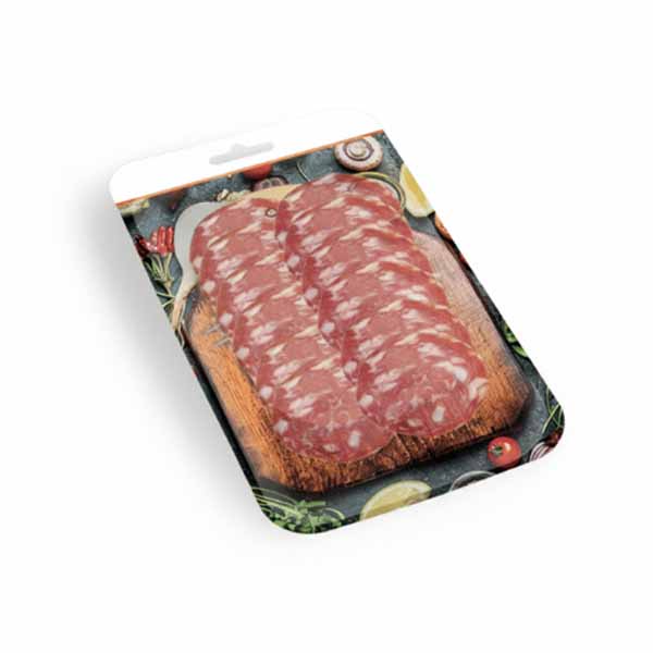 Conditionnement skin on cardboard for sliced meat products France